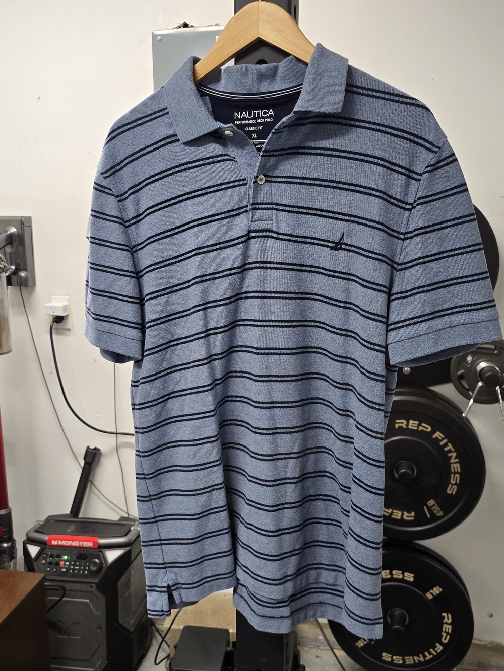 Nautica Men’s Blue Polo with Navy Stripes